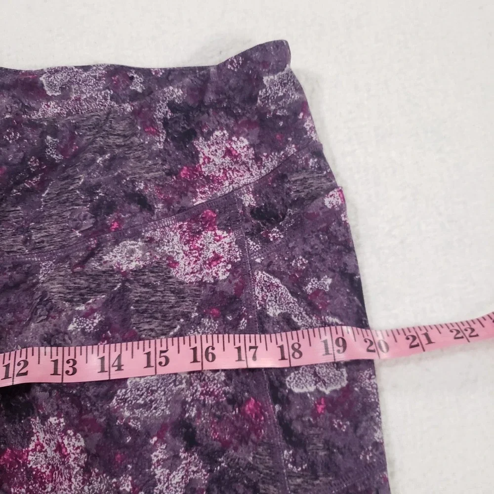 Champion High Waist Cropped Leggings Womens Purple 2X Floral Stretch Yoga Gym‎